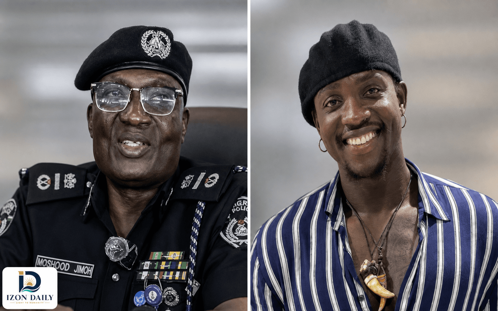 AIG Moshood Jimoh and social media personality Martins Otse in a neutral split-screen editorial composite.